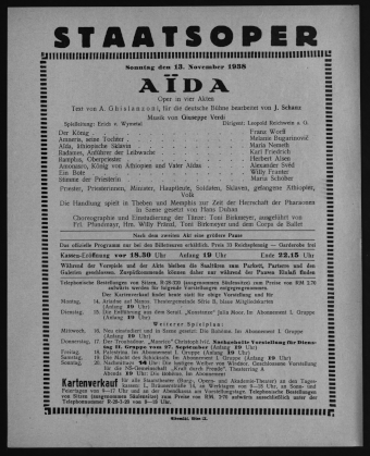 Theaterzettel der beiden k.k. Hoftheater und des k.k. priv. Theaters an der Wien und ihrer Nachfolgerinstitutionen (tit. fict.) 19381113 Seite: 1