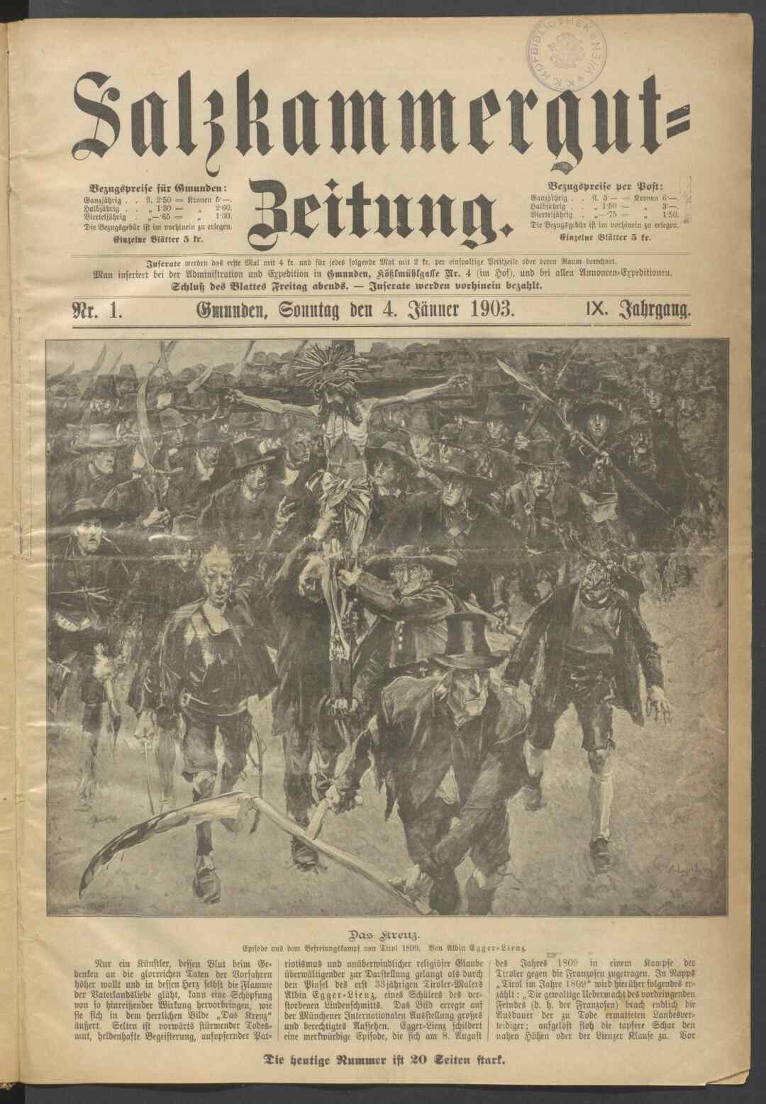 Salzkammergut-Zeitung, Seite 1, 4.1.1903, ANNO/ÖNB