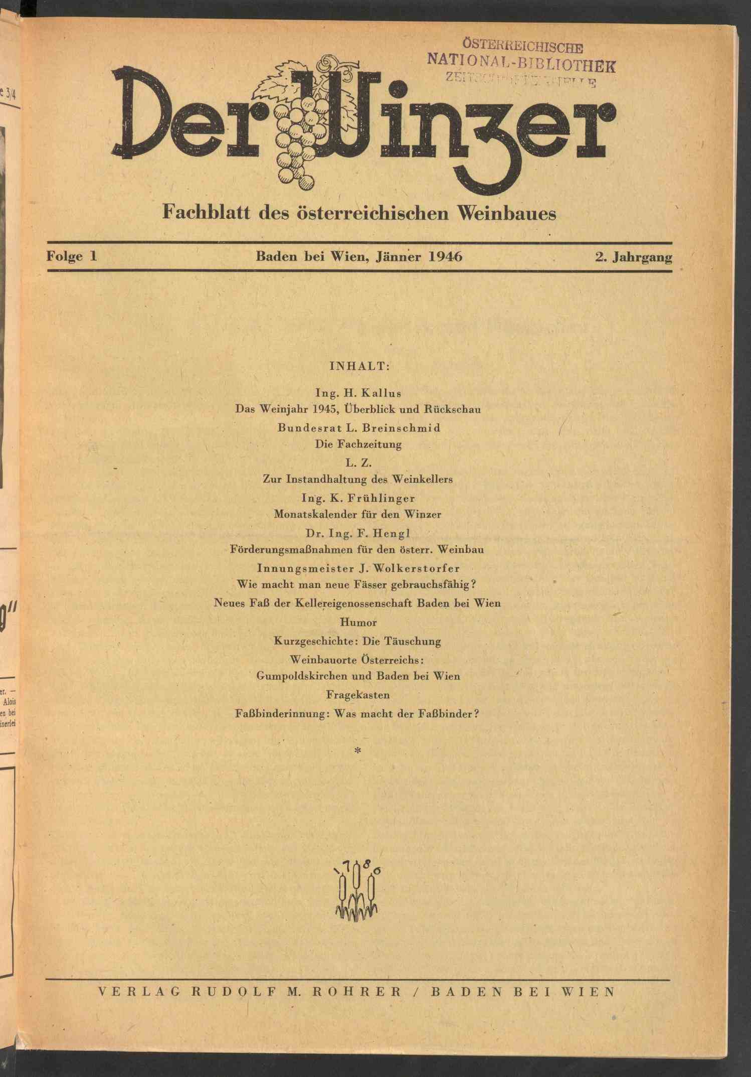Der Winzer, Folge 1, 1946, S. 1, ANNO/ÖNB