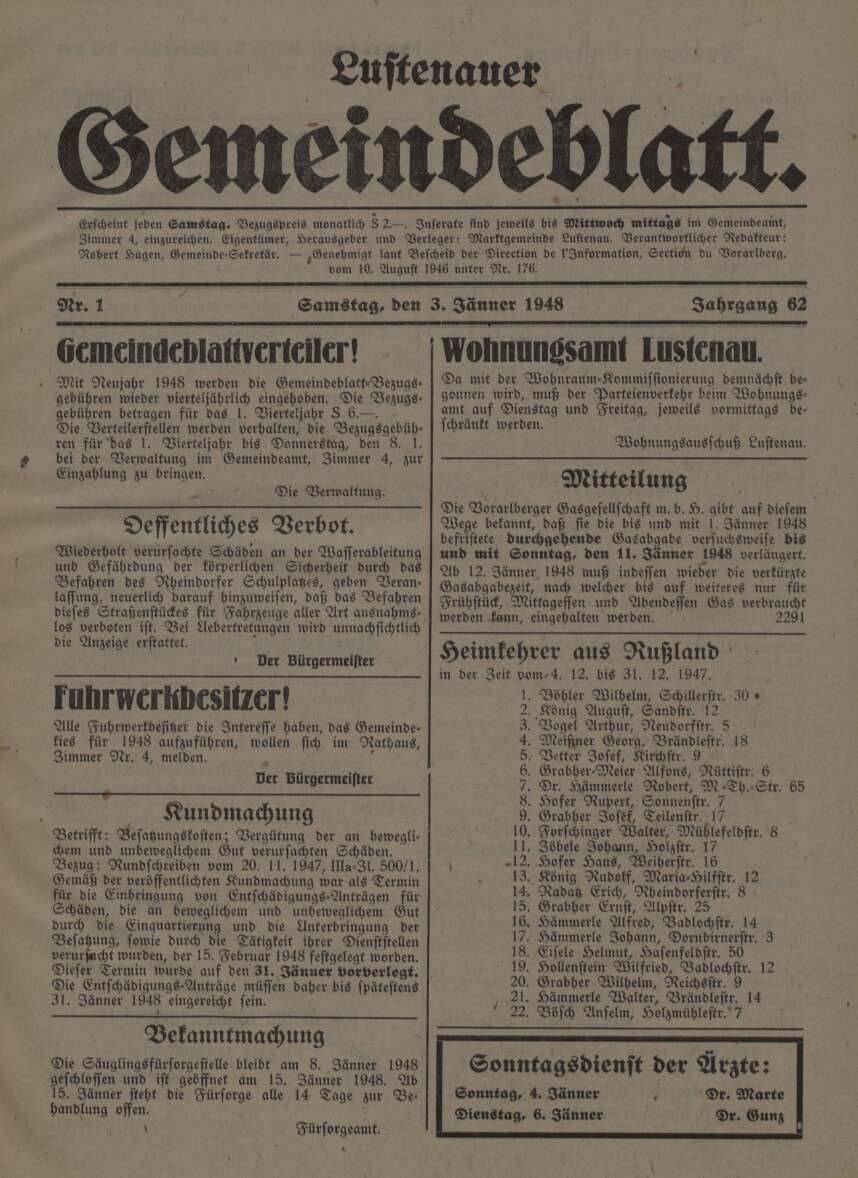 Lustenauer Gemeindeblatt, 3.1.1948, S.1, ANNO/ÖNB