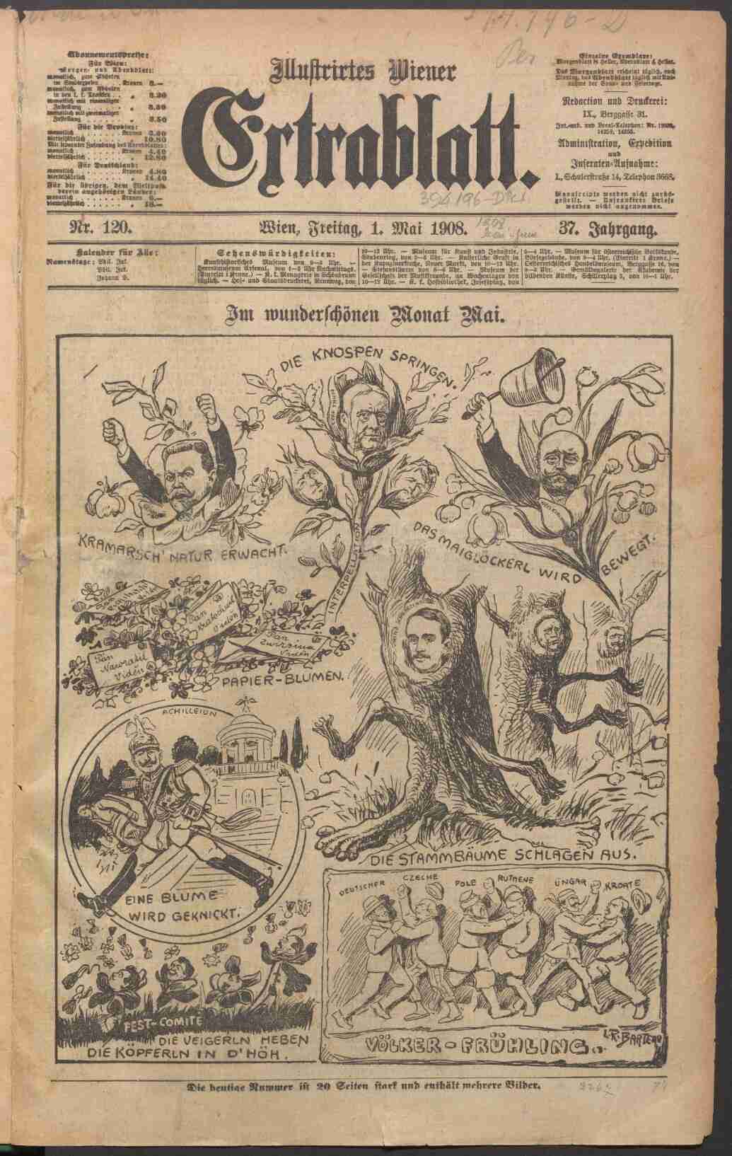 Illustrirtes Wiener Extrablatt, 2.5.1908, S.1. ANNO/ÖNB