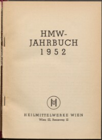 HMW-Jahrbuch, 1952, Titelblatt, ANNO/ÖNB