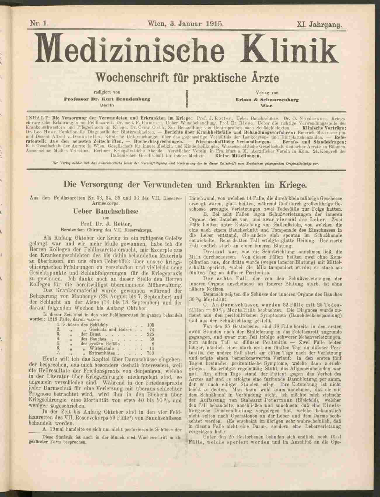 Medizinische Klinik, Nr.1, 1915, S.1, ANNO/ÖNB