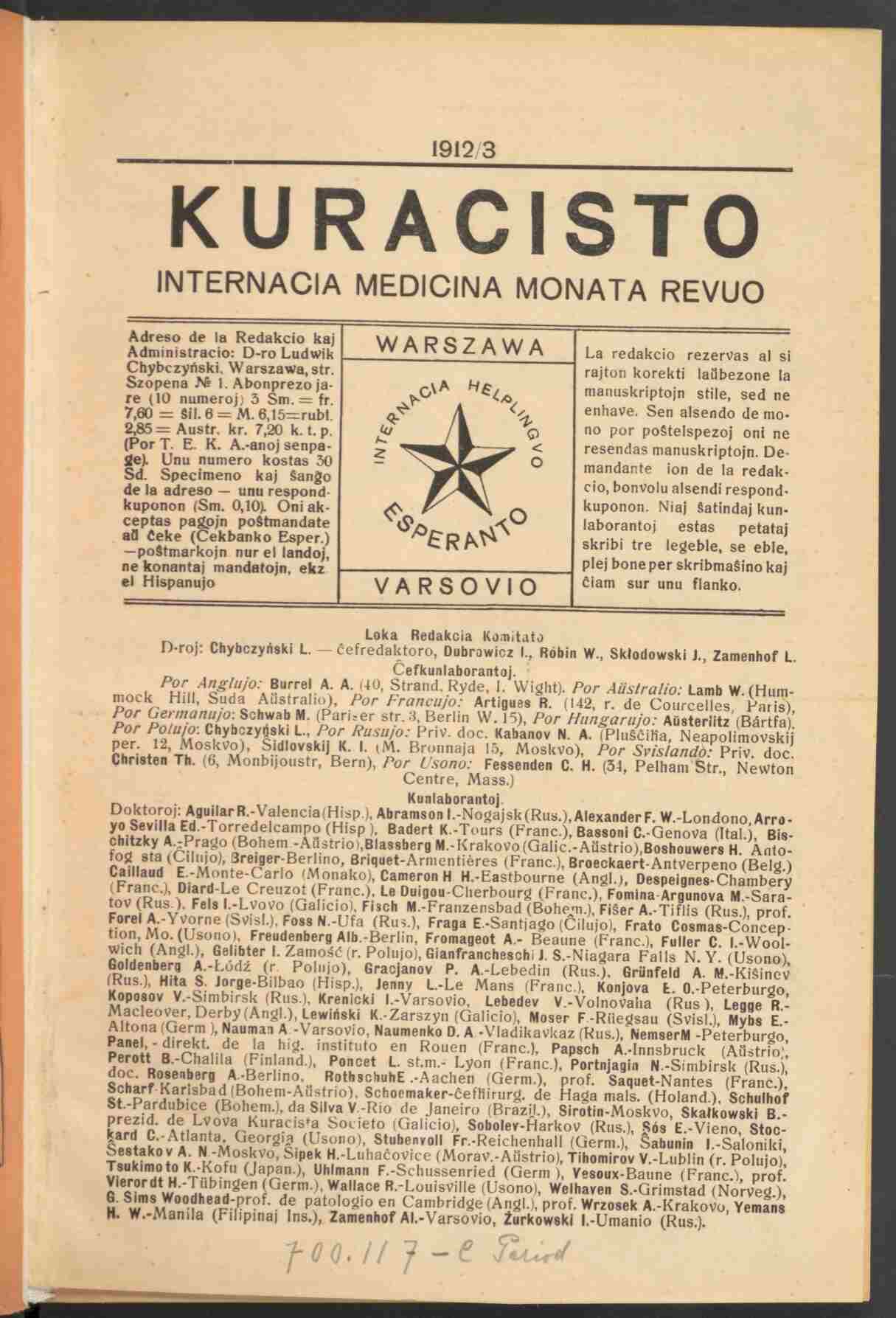 Kuracisto, 1912, Jahrestitelblatt, ANNO/ÖNB
