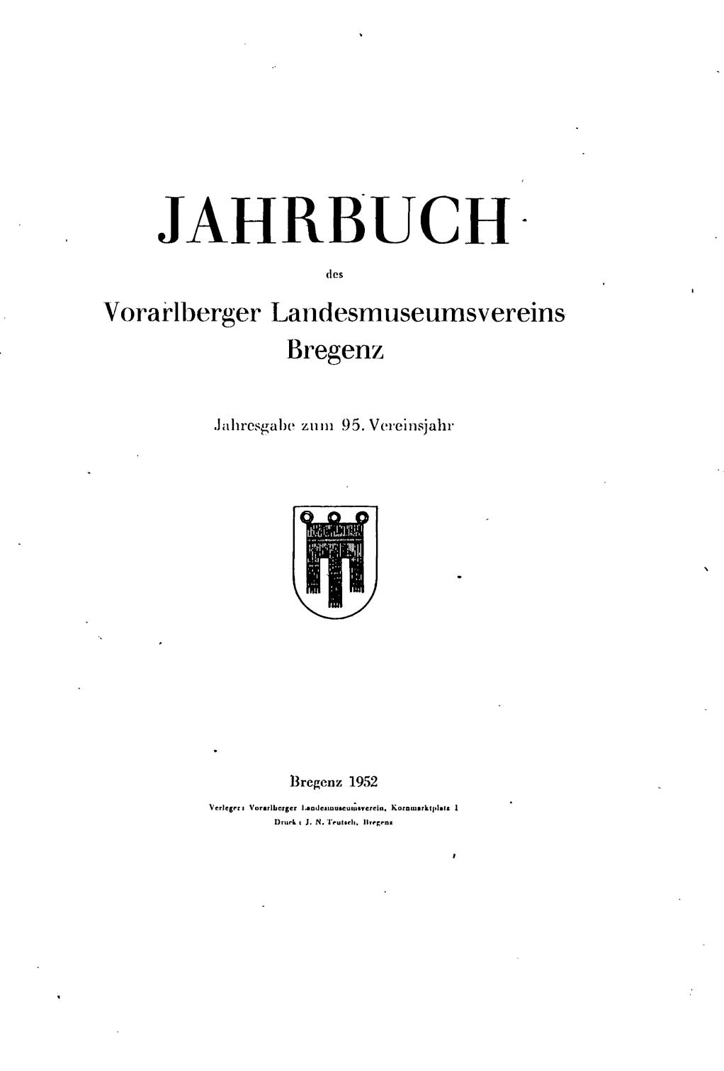 Jahrbuch des Vorarlberger Landesmuseumsvereins, 1952, Jahrestitelblatt, ANNO/ÖNB