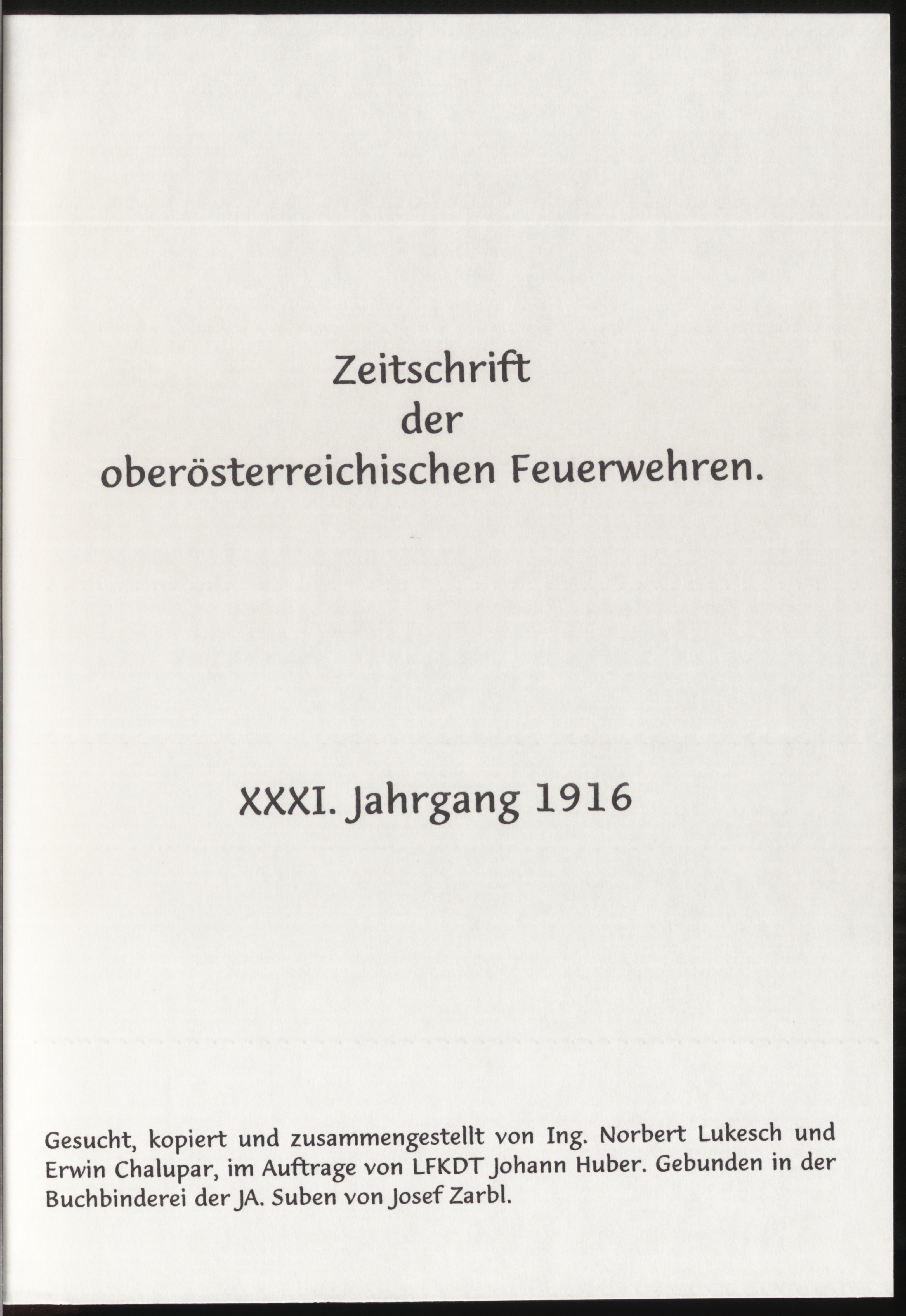 Zeitschrift der oberösterreichischen Feuerwehren, 1916, Titelblatt, ANNO/ÖNB