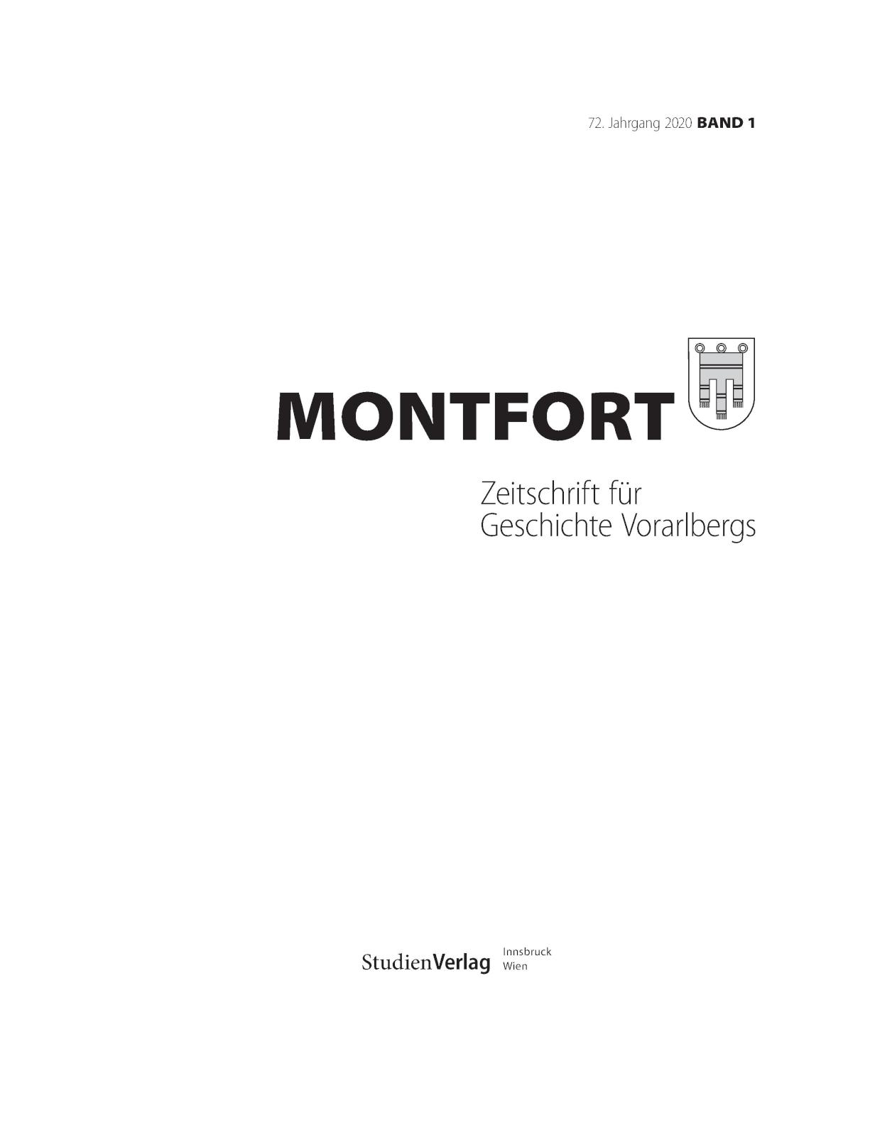 Montfort, 2020, Heft 1, Titelblatt, ANNO/ÖNB