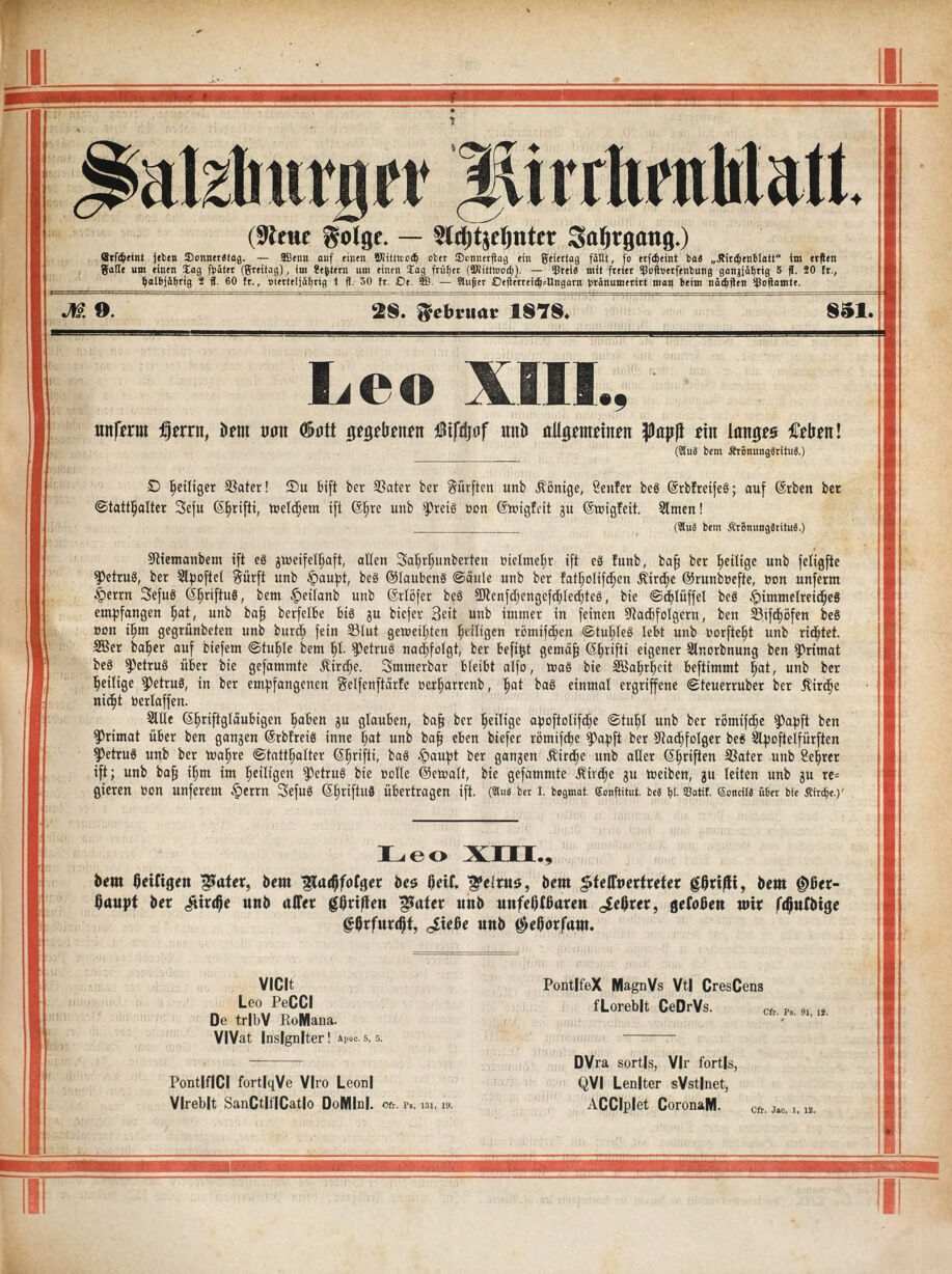 Salzburger Kirchenblatt, 28.2.1878, S.1, ANNO/ÖNB